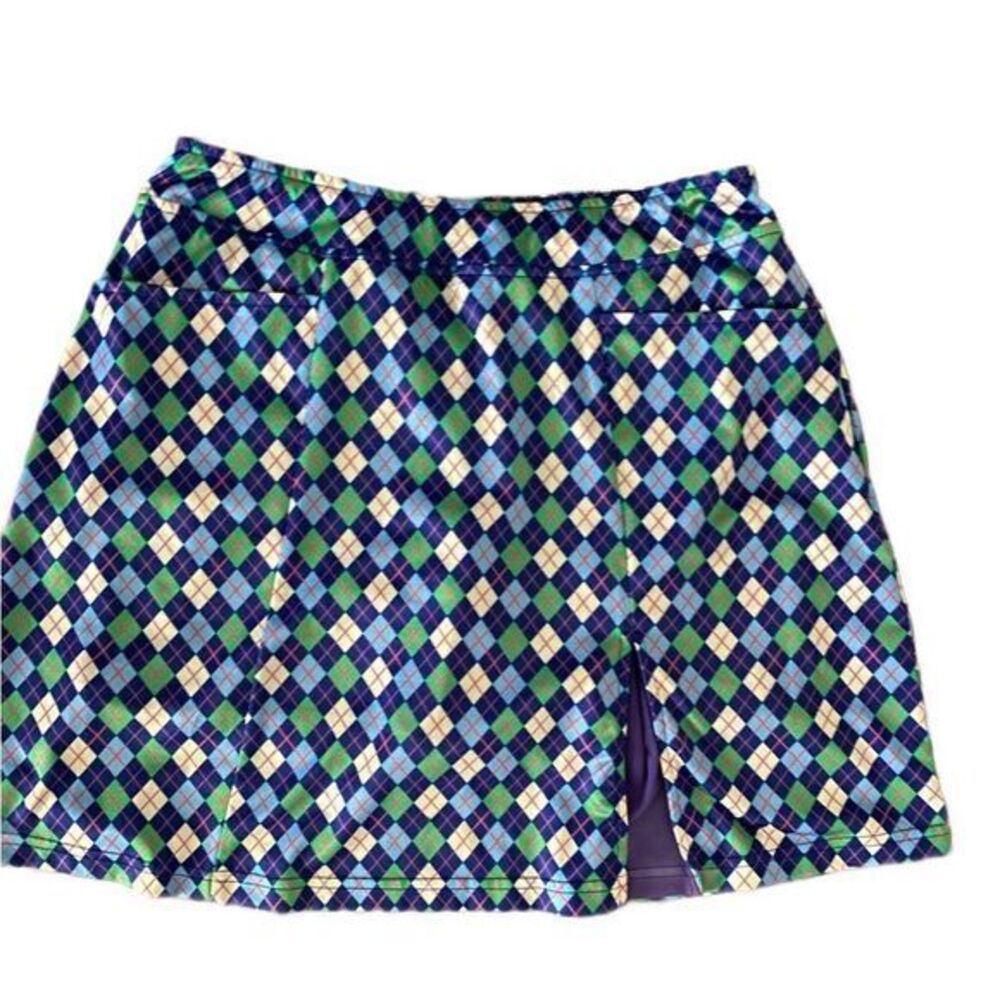 Golfher Skort - XS blue argyle skorr., polyester spandex
